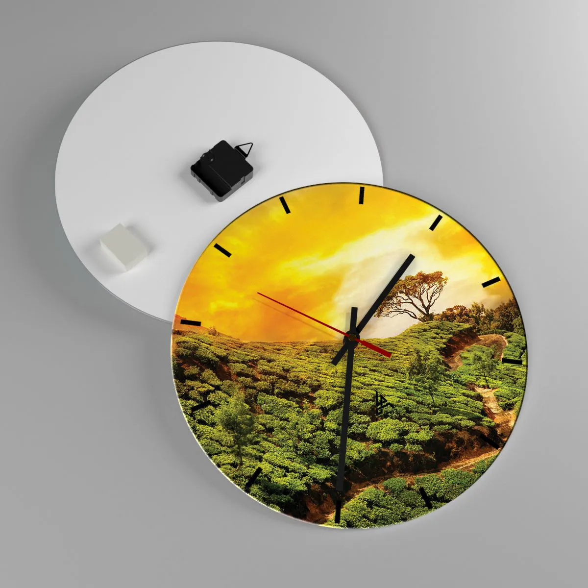 Horloge murale - Pendule murale - Un chemin sinueux, une pente verte - 40x40 cm