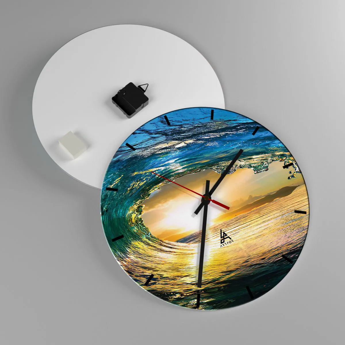 Nástěnné hodiny - Ve smaragdově-zlatém křišťálu - 40x40 cm