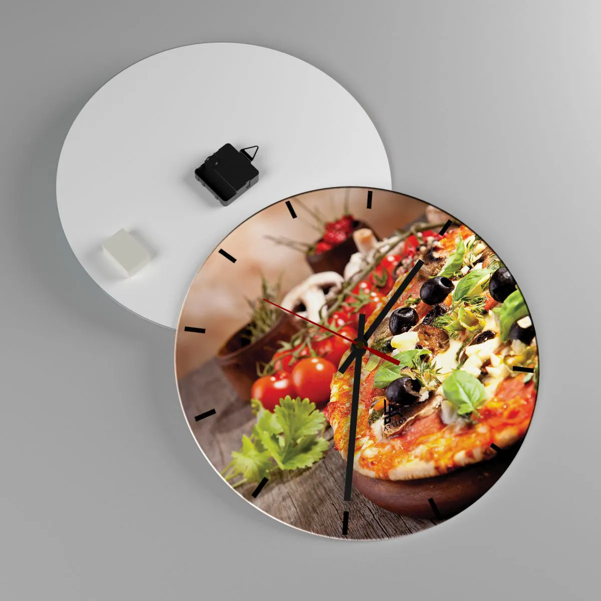 Relógio de parede - Relógio em vidro - Ingredientes telúricos - 40x40 cm