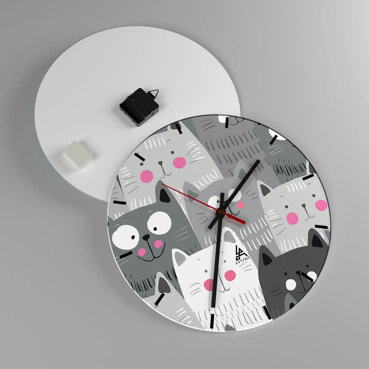 Nástěnné hodiny - Kočičí svět - 40x40 cm