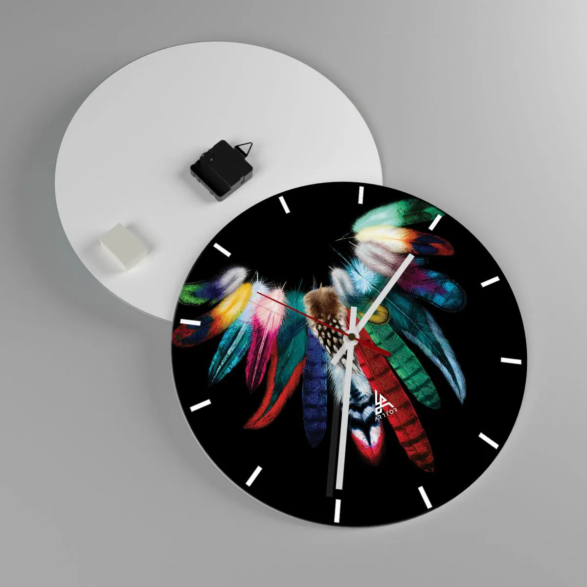 Ceas de perete - Ceas pe sticlă - Colier indian - 40x40 cm