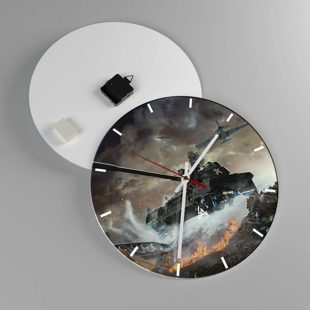 Väggklocka - Klocka på glas - Slaget är hemskt och vackert - 40x40 cm