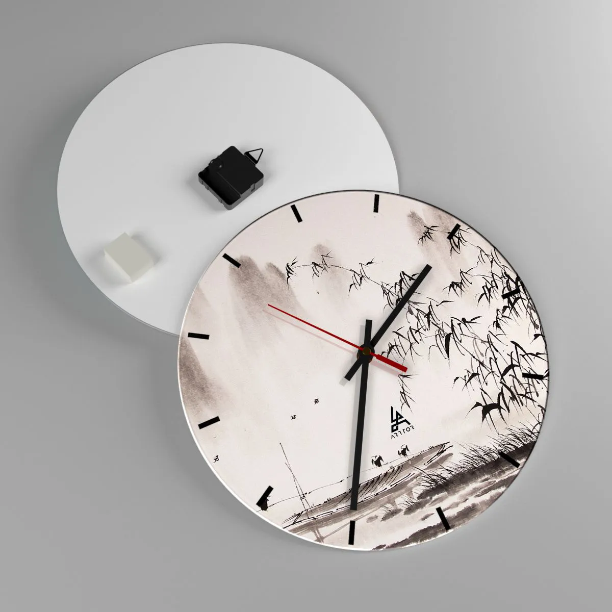 Ceas de perete - Ceas pe sticlă - Liniștea câmpurilor de orez - 40x40 cm