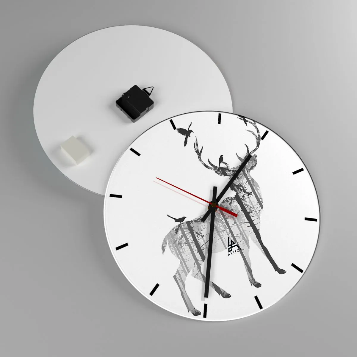 Wanduhr - Glasuhr - Guter Waldgeist - 40x40 cm