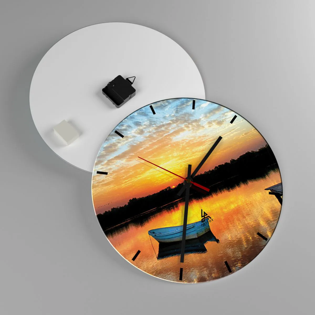 Ceas de perete - Ceas pe sticlă - Privește, ascultă, meditează - 40x40 cm