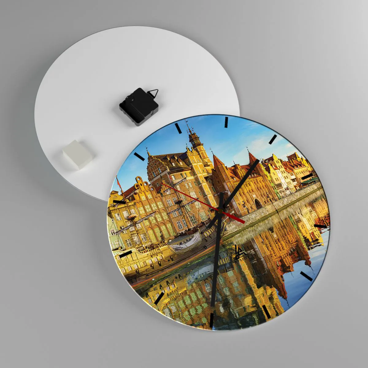 Ceas de perete - Ceas pe sticlă - Trecutul în oglindă - 40x40 cm