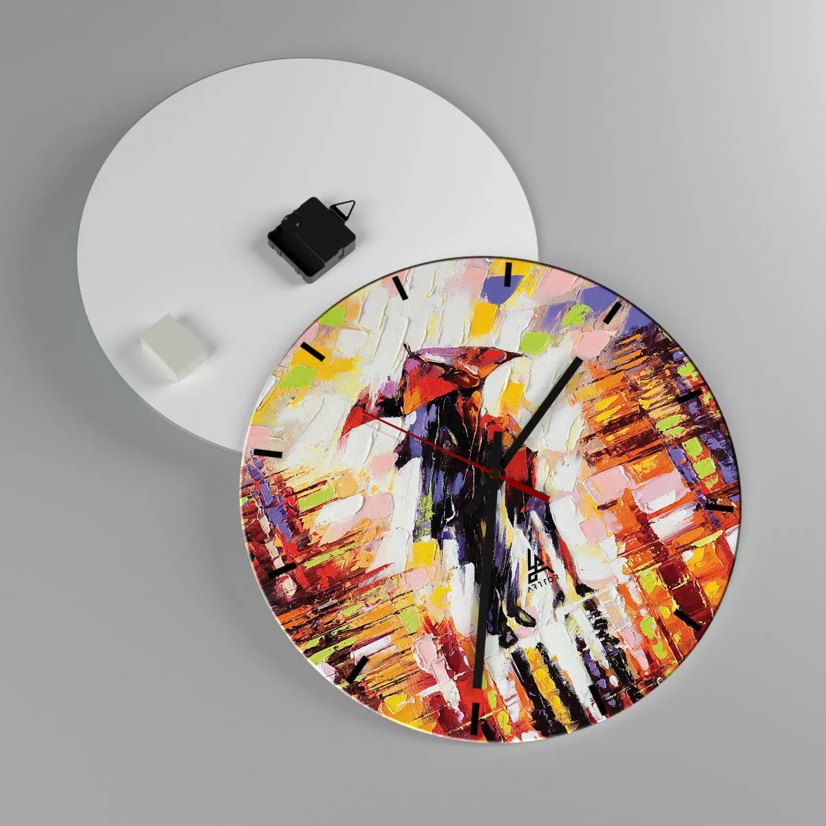 Horloge murale - Pendule murale - Ensemble à travers la nuit et la pluie - 40x40 cm