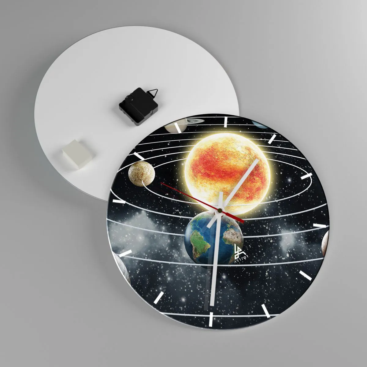 Wanduhr - Glasuhr - Kosmischer Tanz - 40x40 cm