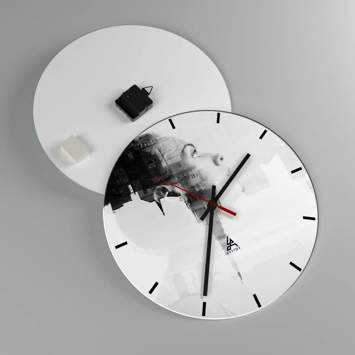 Wanduhr - Glasuhr - Auf beiden Seiten des Glases - 40x40 cm