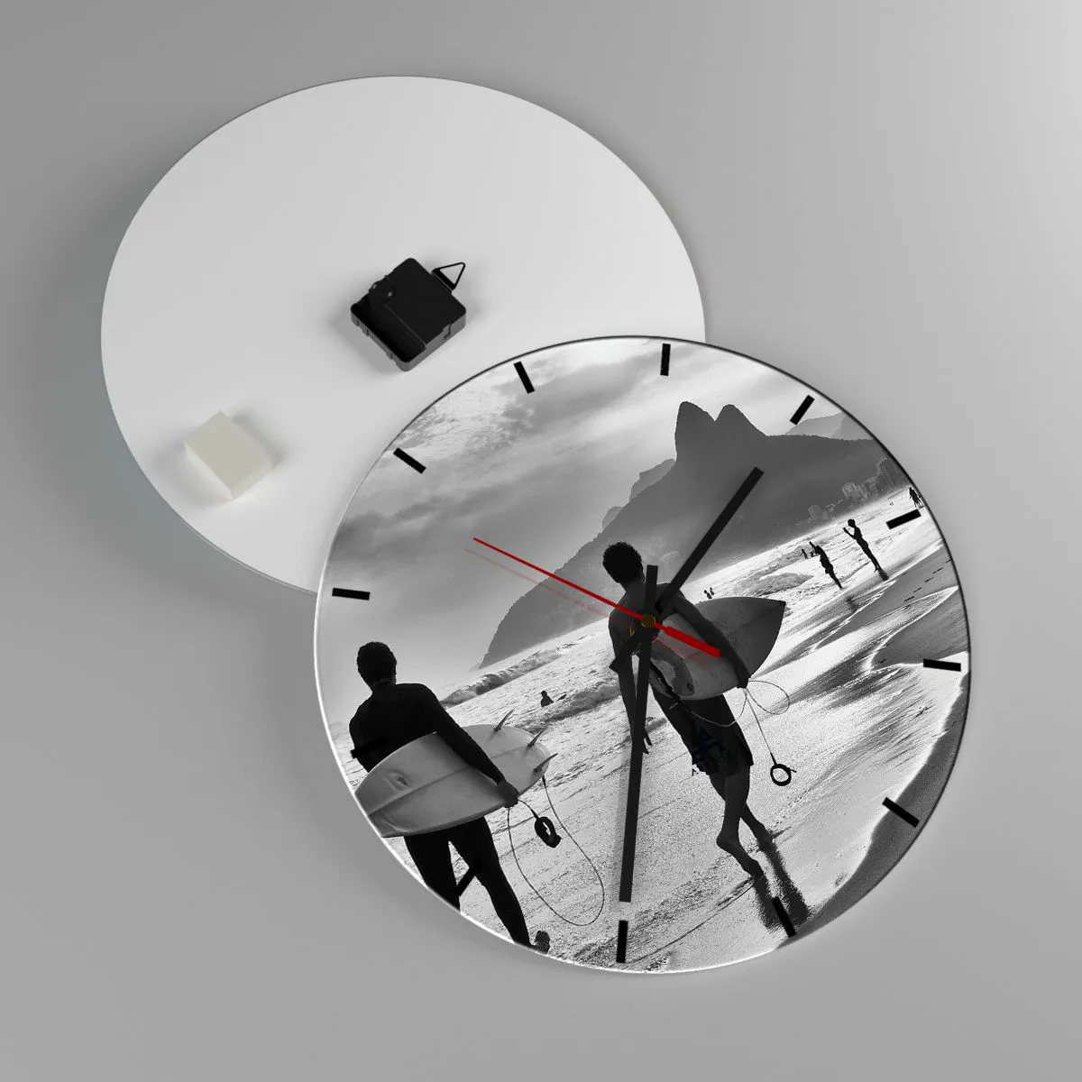 Reloj de pared - Reloj de vidrio - Samba para una ola - 40x40 cm