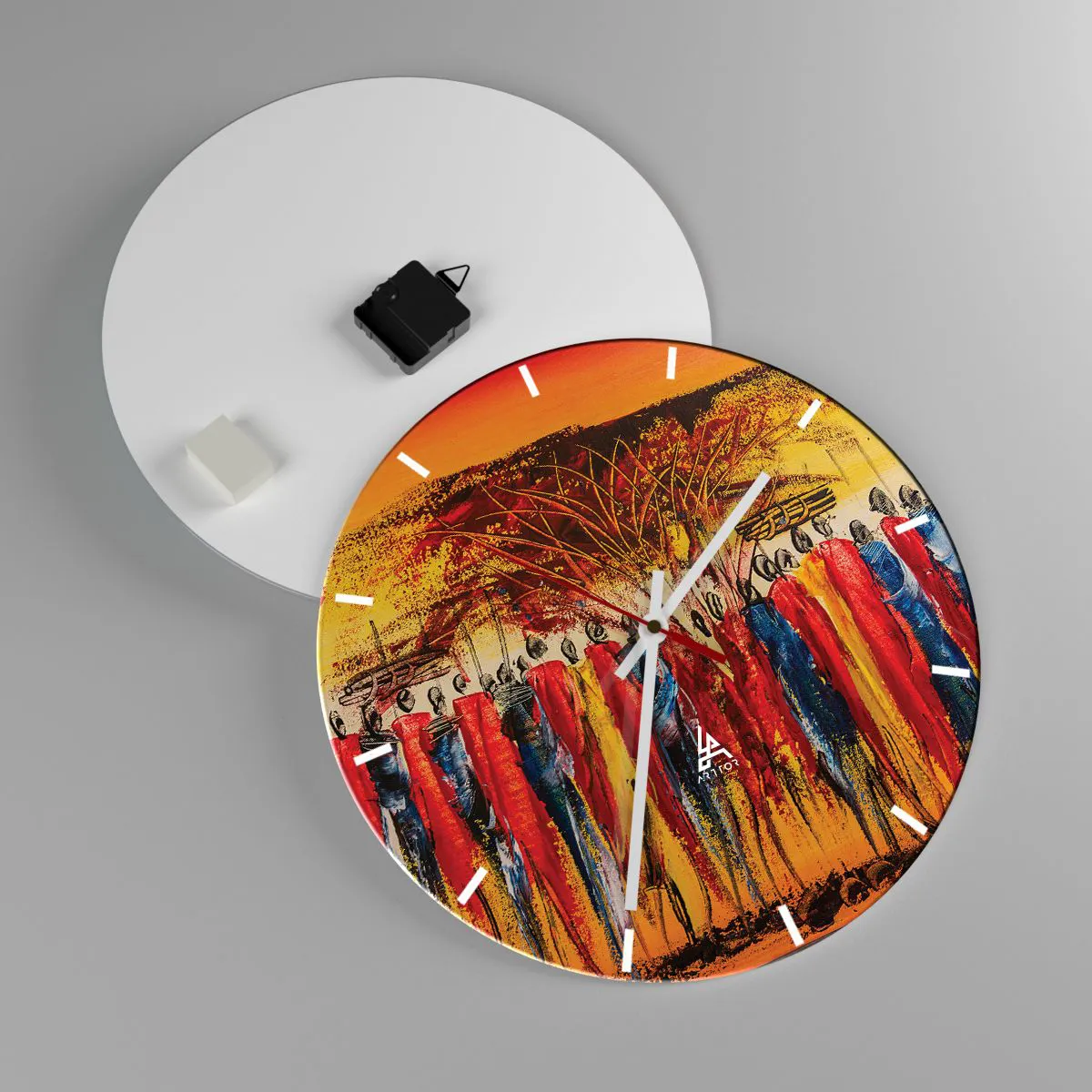 Relógio de parede - Relógio em vidro - Lá, lá, lá vão eles - 40x40 cm