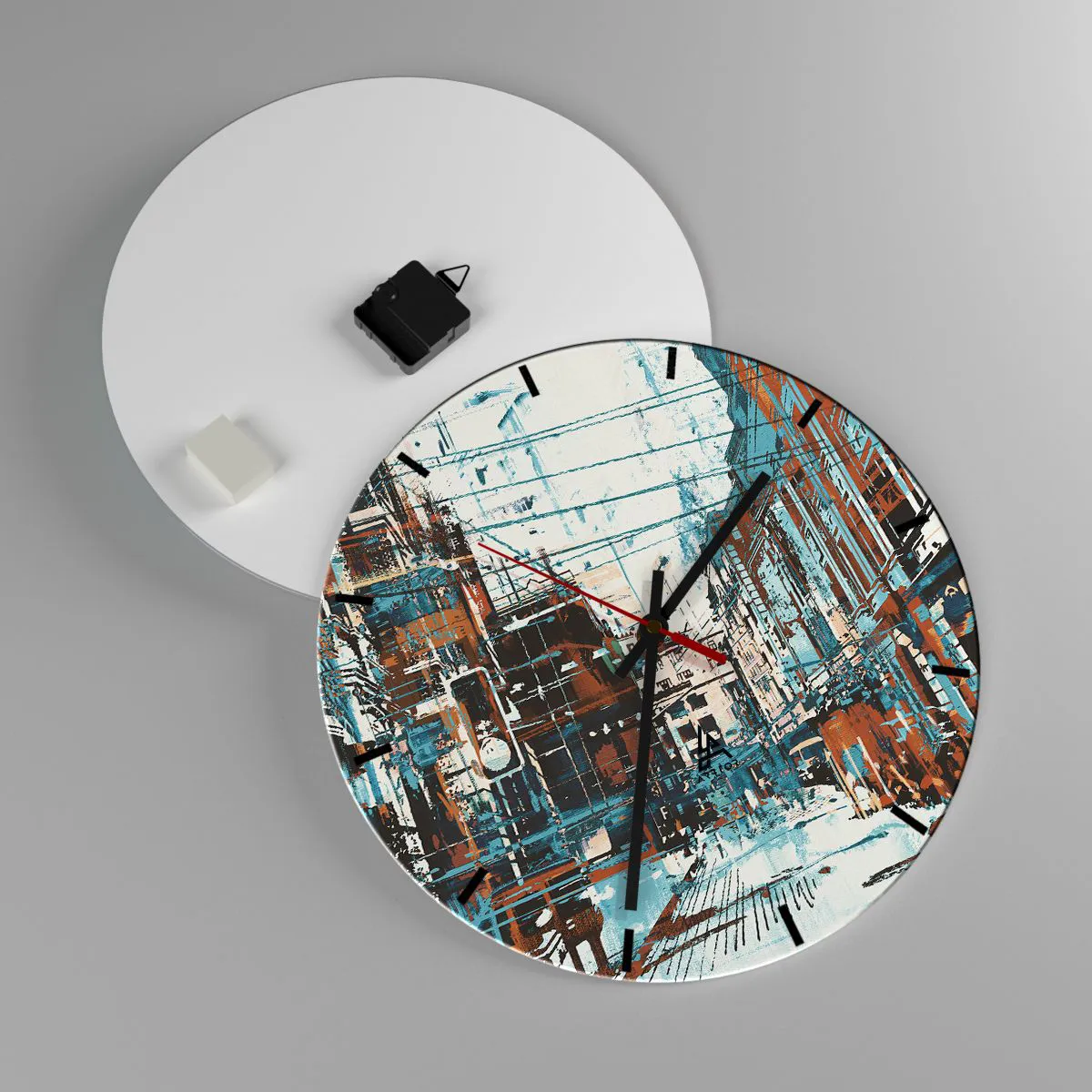 Ceas de perete - Ceas pe sticlă - Un traseu printr-un oraș binecunoscut - 40x40 cm