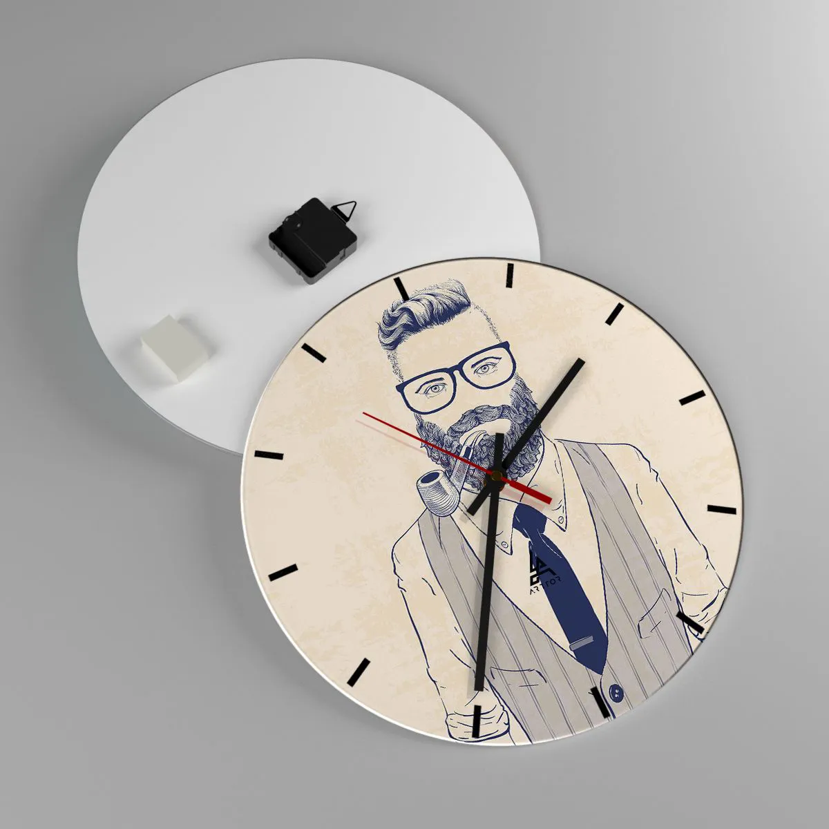 Wanduhr - Glasuhr - Fröhlich, maskulin und modisch - 40x40 cm