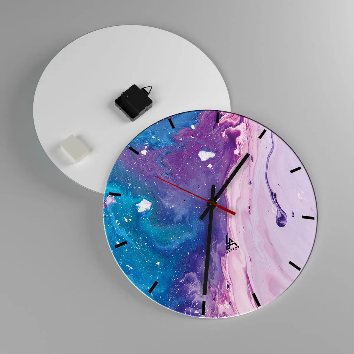 Ceas de perete - Ceas pe sticlă - Yin și yang - 40x40 cm