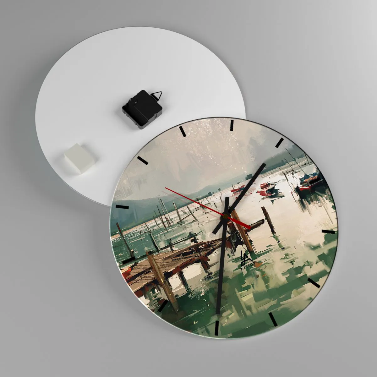 Relógio de parede - Relógio em vidro - Mergulhado na lua derretida - 40x40 cm