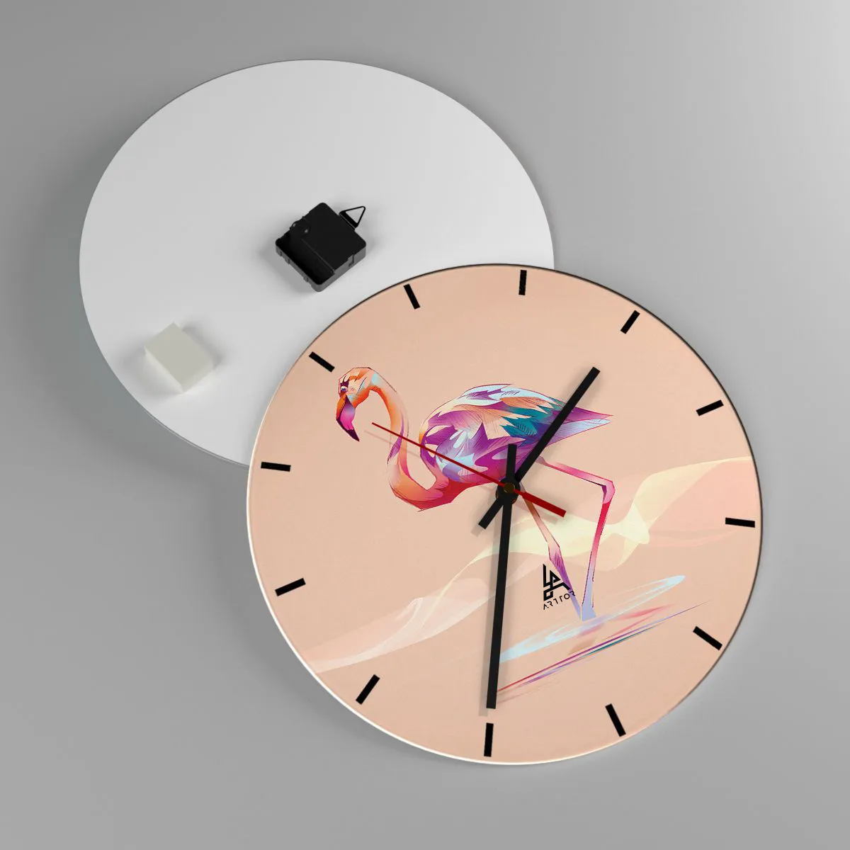 Wanduhr - Glasuhr - Der Vogel der guten Gefühle - 40x40 cm