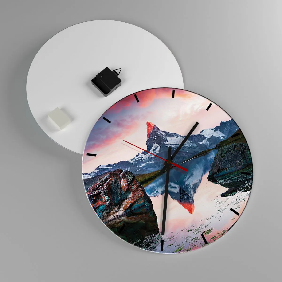 Ceas de perete - Ceas pe sticlă - Inima munților este fierbinte - 40x40 cm