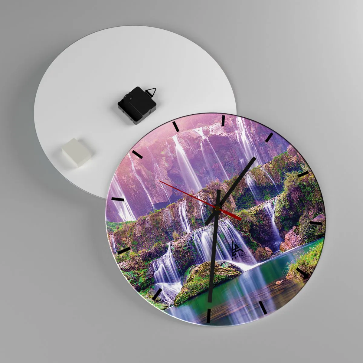 Ceas de perete - Ceas pe sticlă - Scara către cer - 40x40 cm