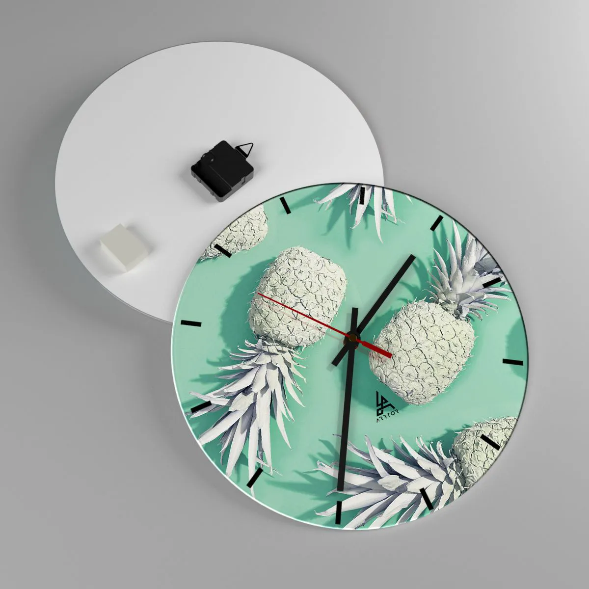 Relógio de parede - Relógio em vidro - Vão muito bem com a hortelã - 40x40 cm