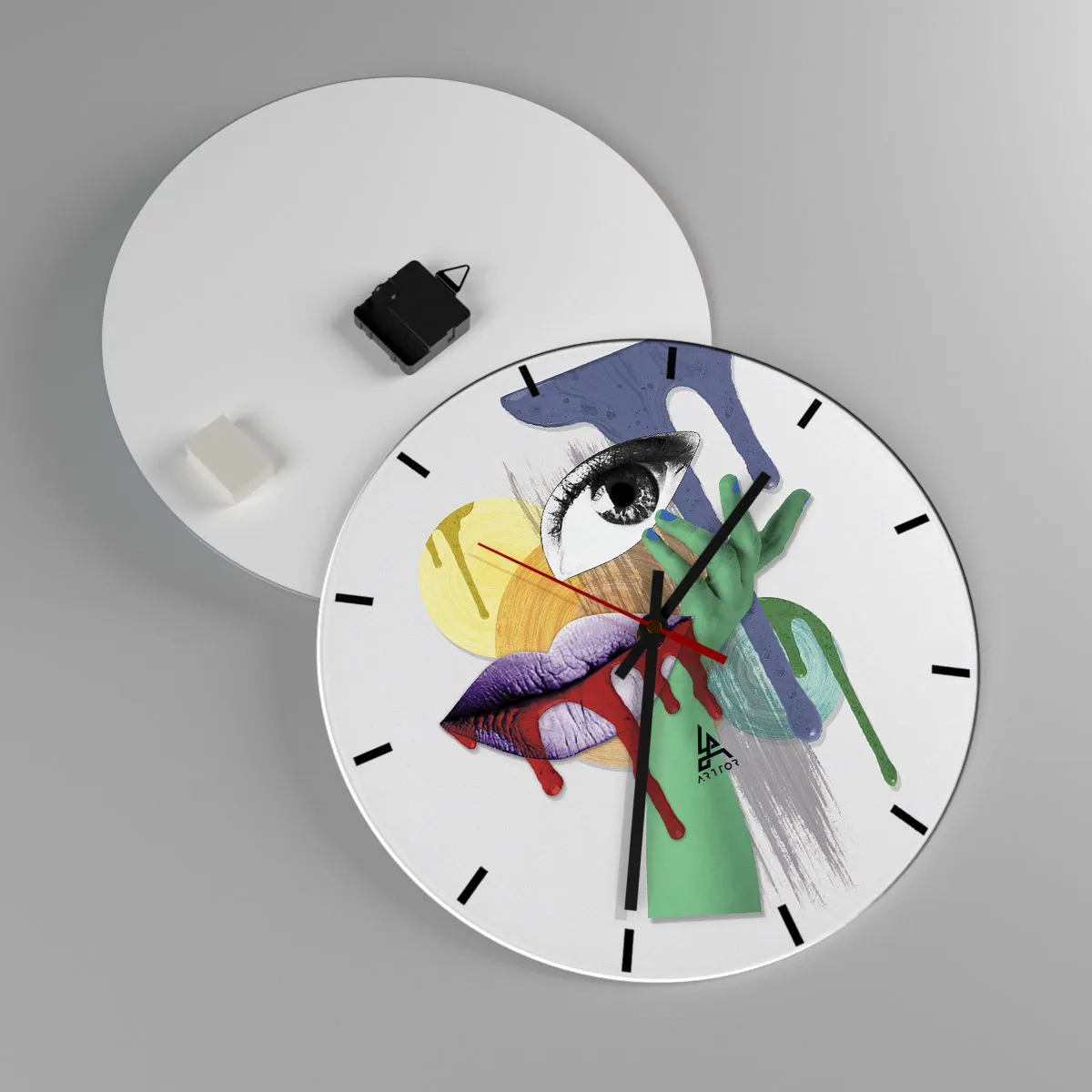 Orologio da parete - Orologio in Vetro - Ritratto disintegrato - 40x40 cm