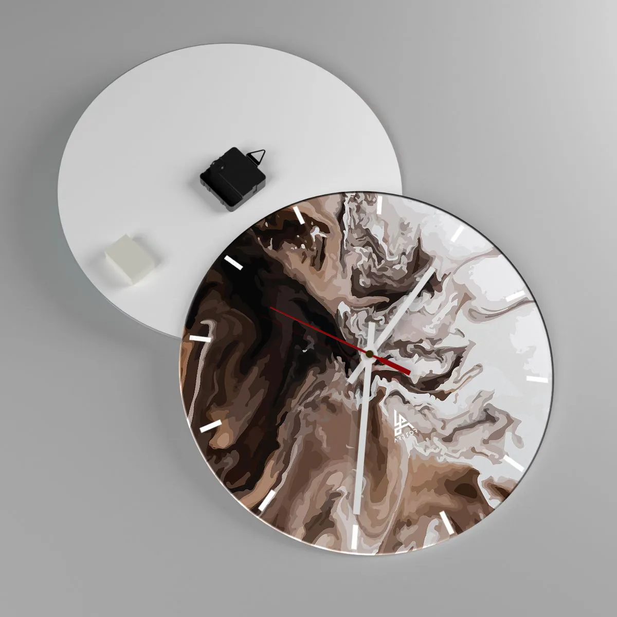 Relógio de parede - Relógio em vidro - Contraste de cores - 40x40 cm