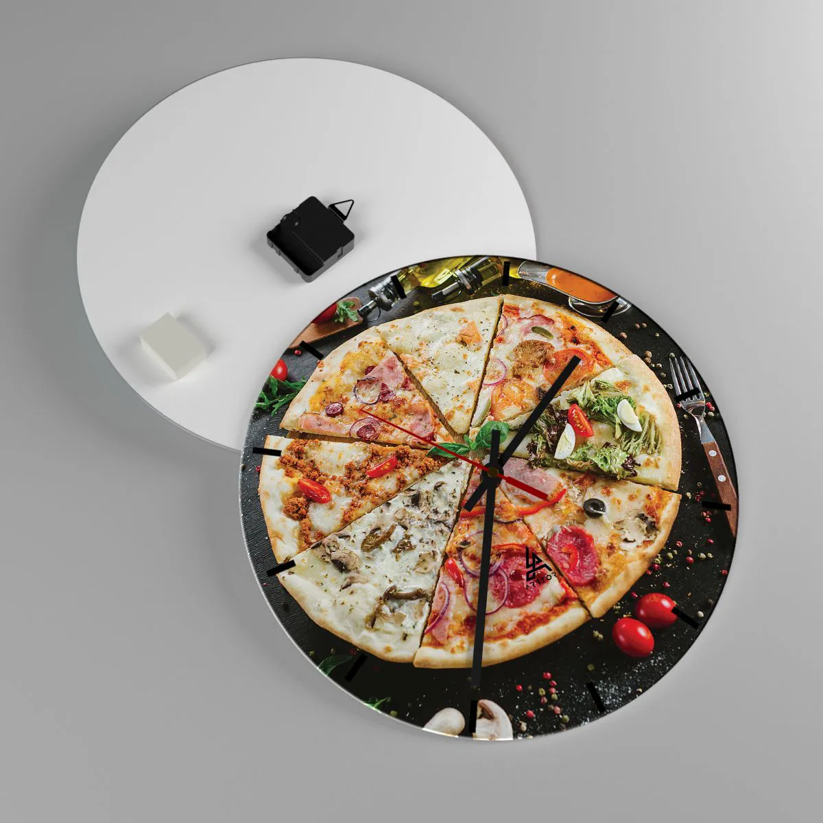 Ceas de perete - Ceas pe sticlă - Un evantai de arome - 40x40 cm