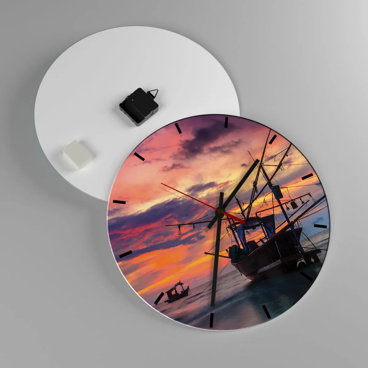 Väggklocka - Klocka på glas - Exotisk kväll - 40x40 cm