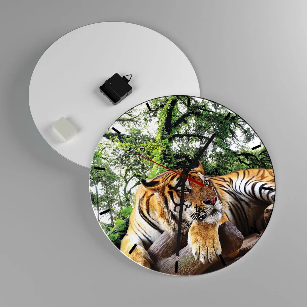 Reloj de pared - Reloj de vidrio - Atentamente - 40x40 cm