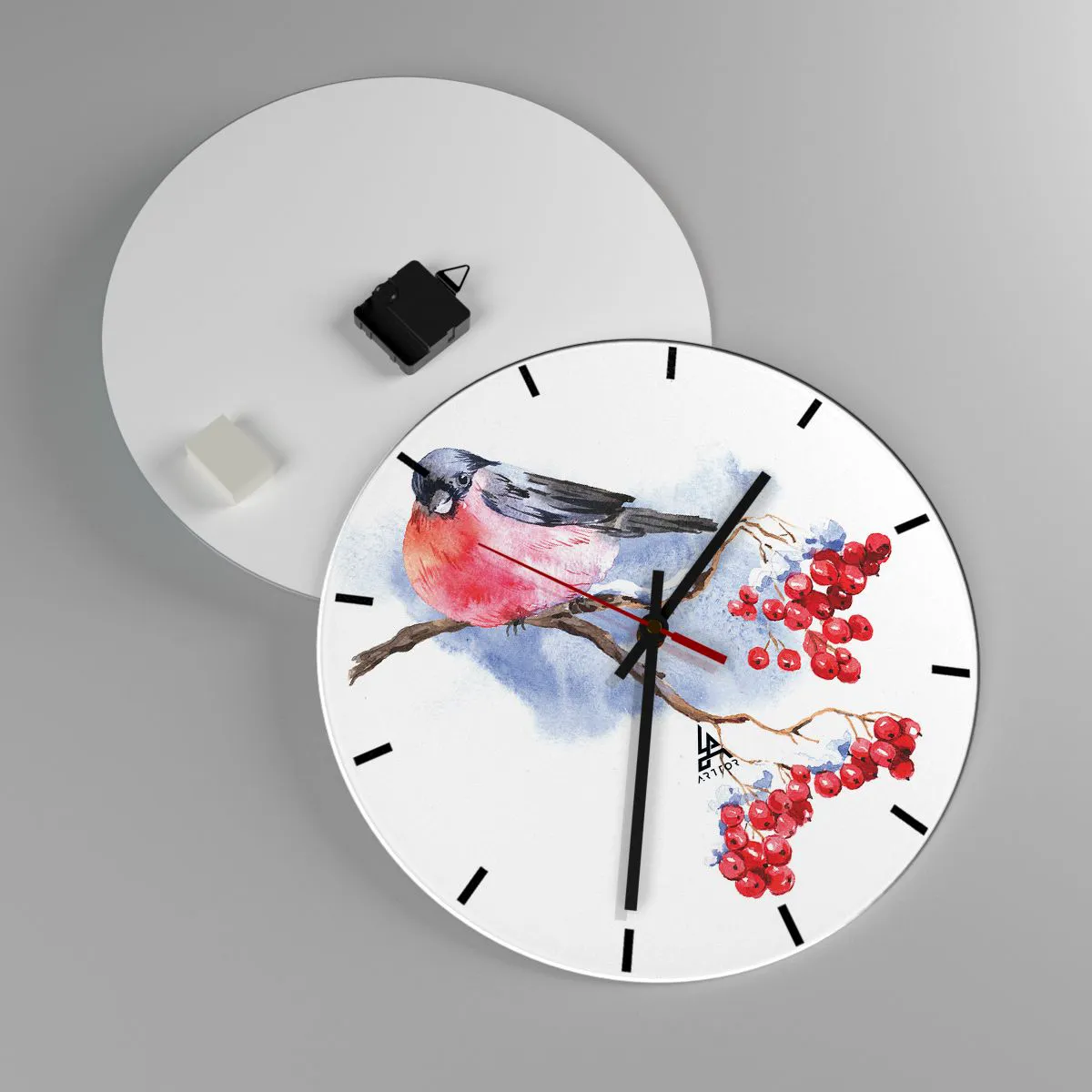 Relógio de parede - Relógio em vidro - Inverno a cores - 40x40 cm