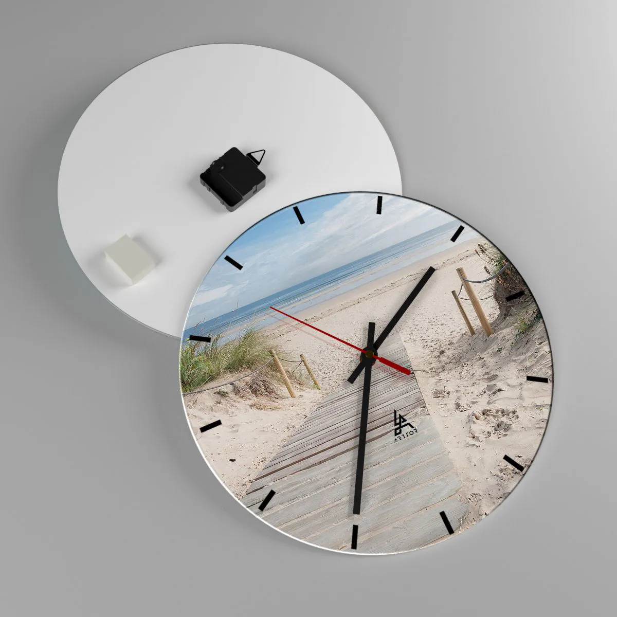 Väggklocka - Klocka på glas - Mot horisonten - 40x40 cm