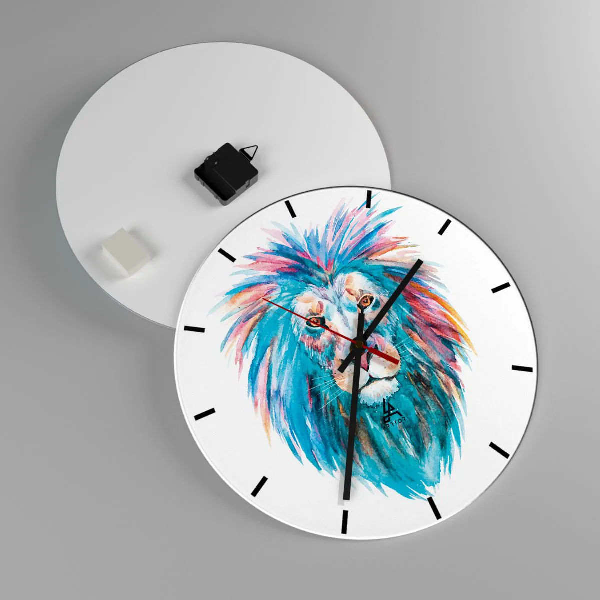 Wall clock - Clock on glass - Electrifying Aura - 40x40 cm