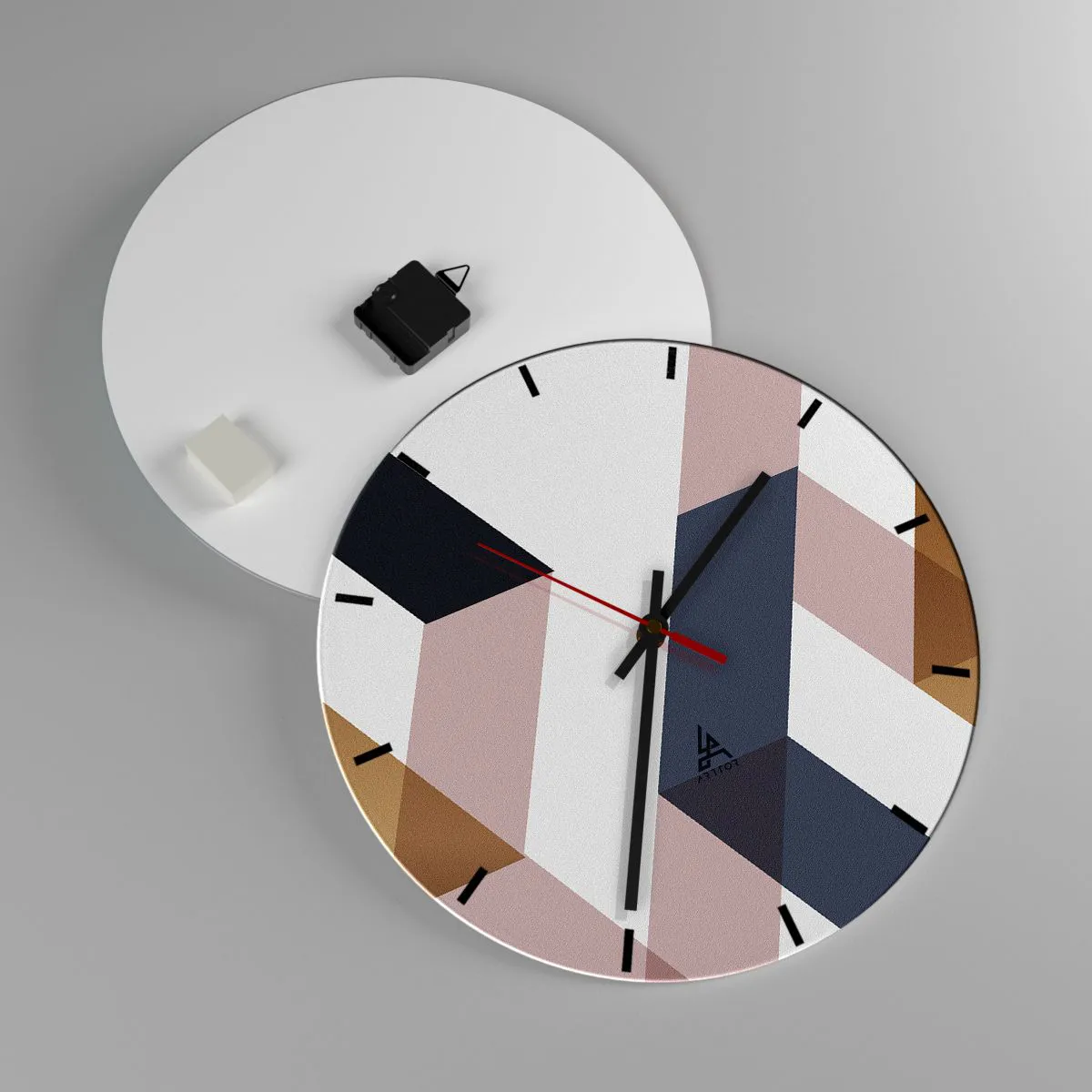 Relógio de parede - Relógio em vidro - Planos e ângulos - 40x40 cm