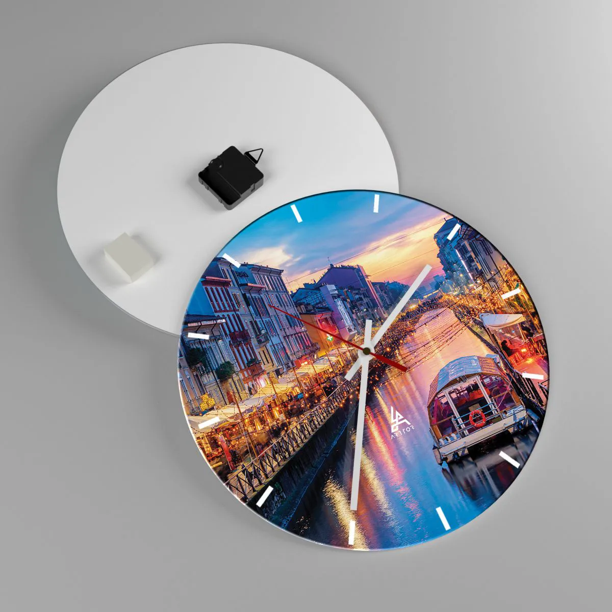 Reloj de pared - Reloj de vidrio - Una noche de luz y diversión - 40x40 cm