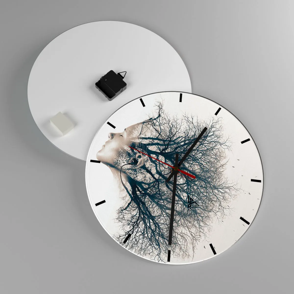 Ceas de perete - Ceas pe sticlă - Ascultând șoapta copacului - 40x40 cm