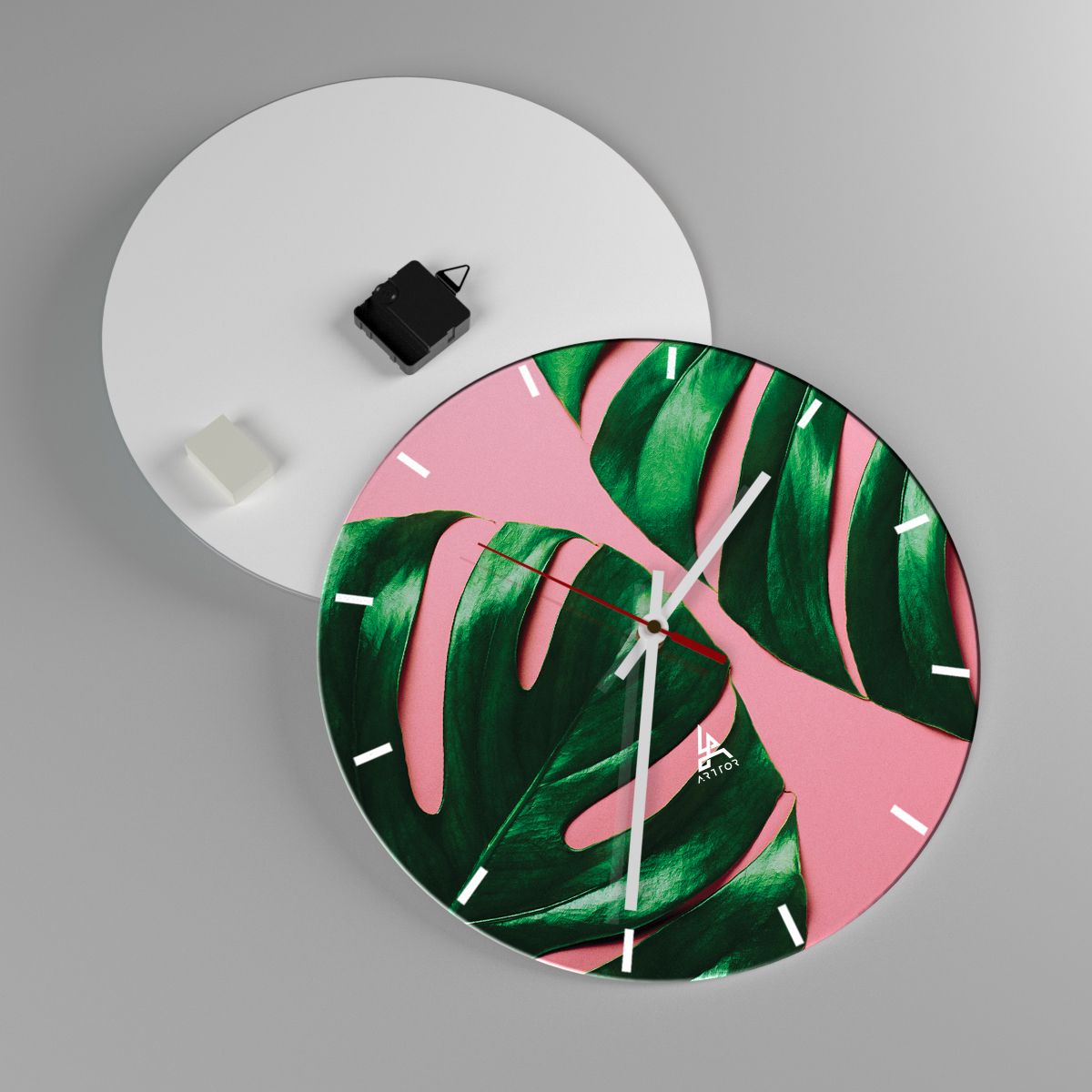 Horloge murale en verre 40x40cm Silencieuse Minerai Femme Rose Wall
