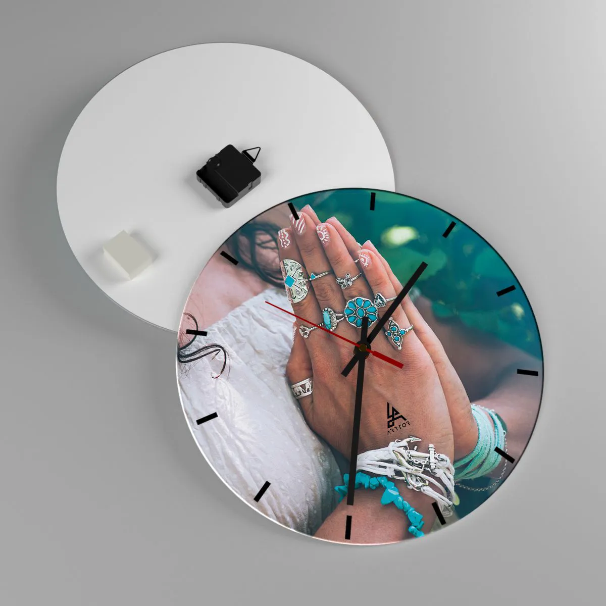 Orologio da parete - Orologio in Vetro - Benvenuto al centro dell'essere - 40x40 cm