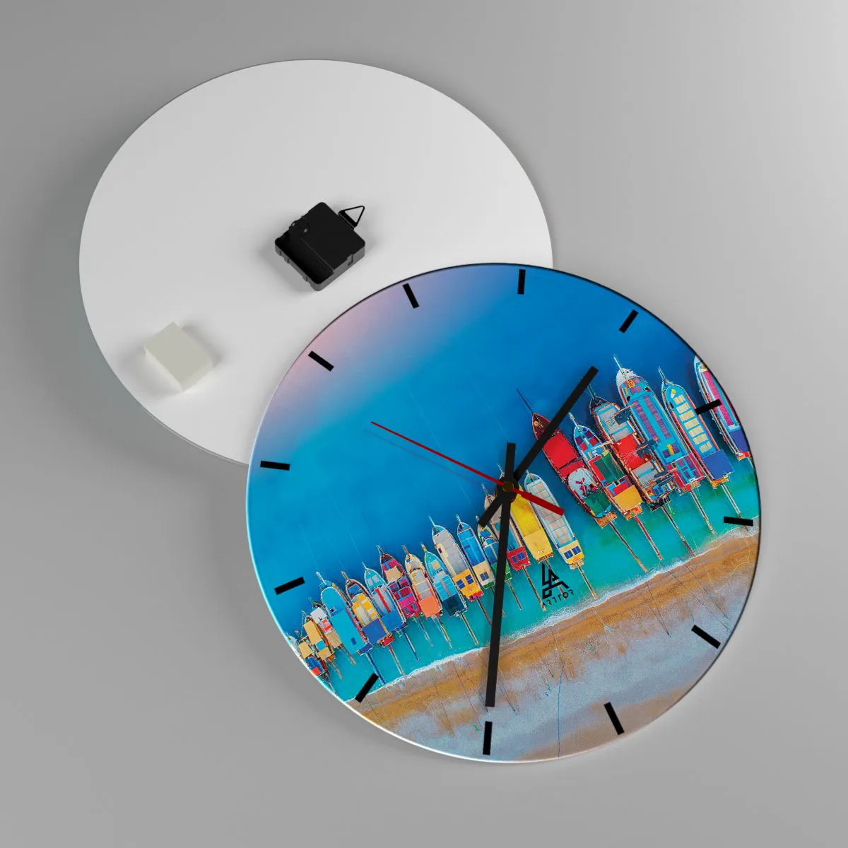 Ceas de perete - Ceas pe sticlă - Din perspectiva unei păsări - 40x40 cm