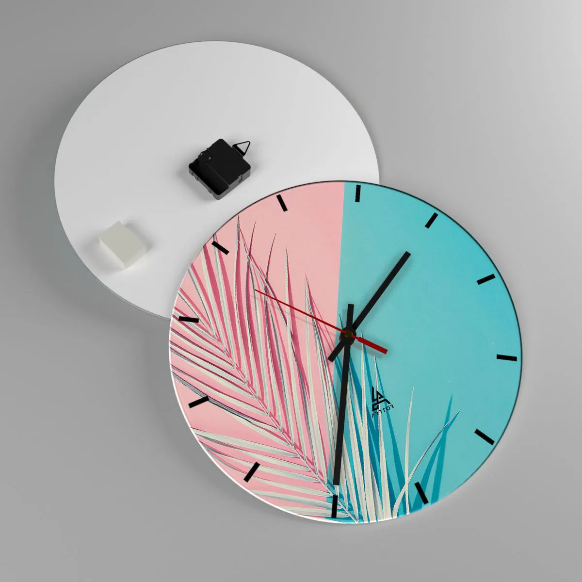 Ceas de perete - Ceas pe sticlă - Impresie tropicală - 40x40 cm