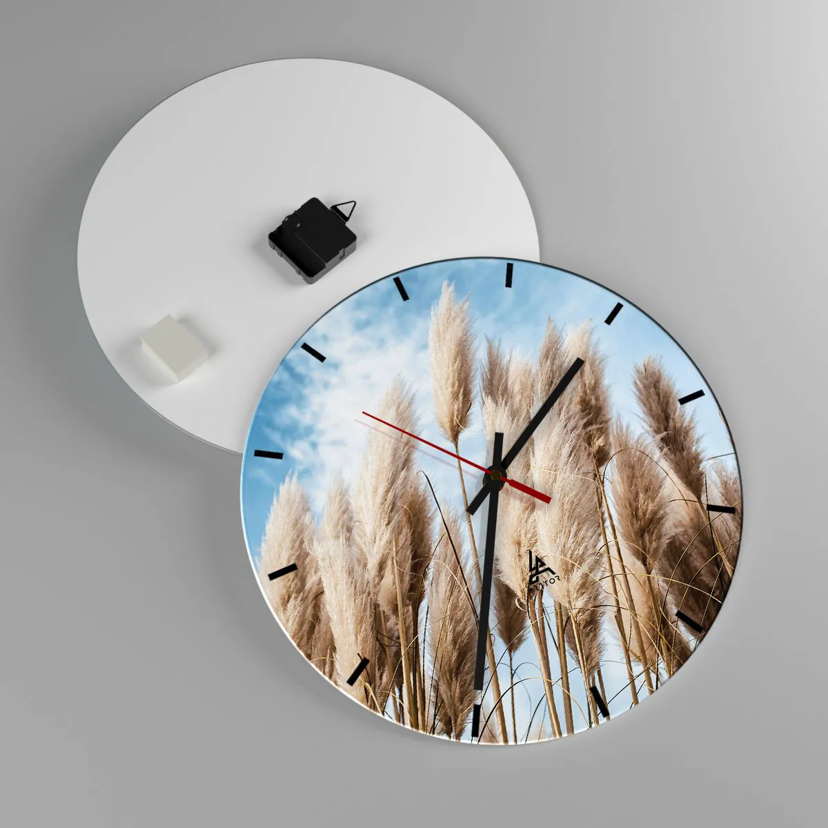 Väggklocka - Klocka på glas - Solig och blåsig smekning - 40x40 cm