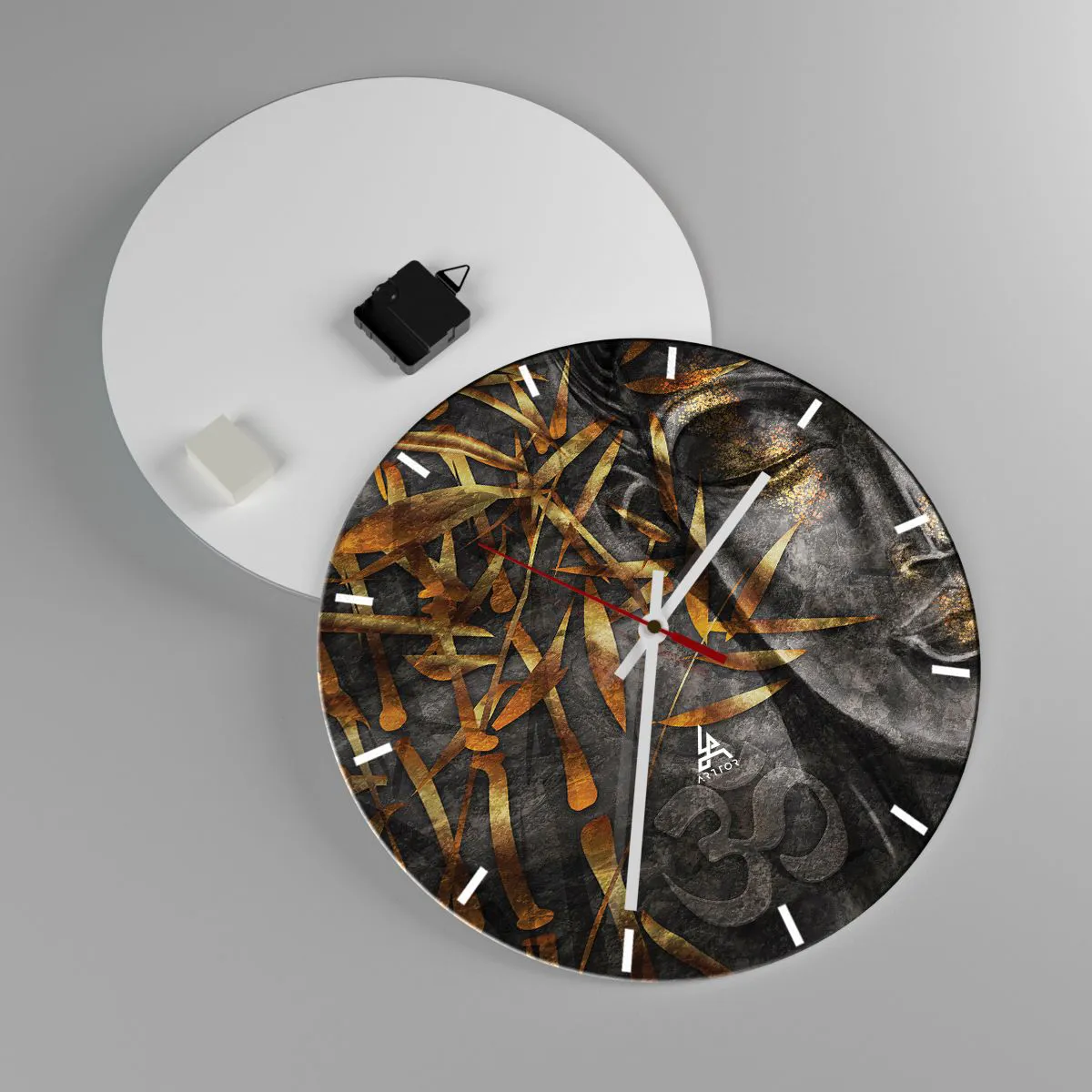 Väggklocka - Klocka på glas - Känn lugnet - 40x40 cm