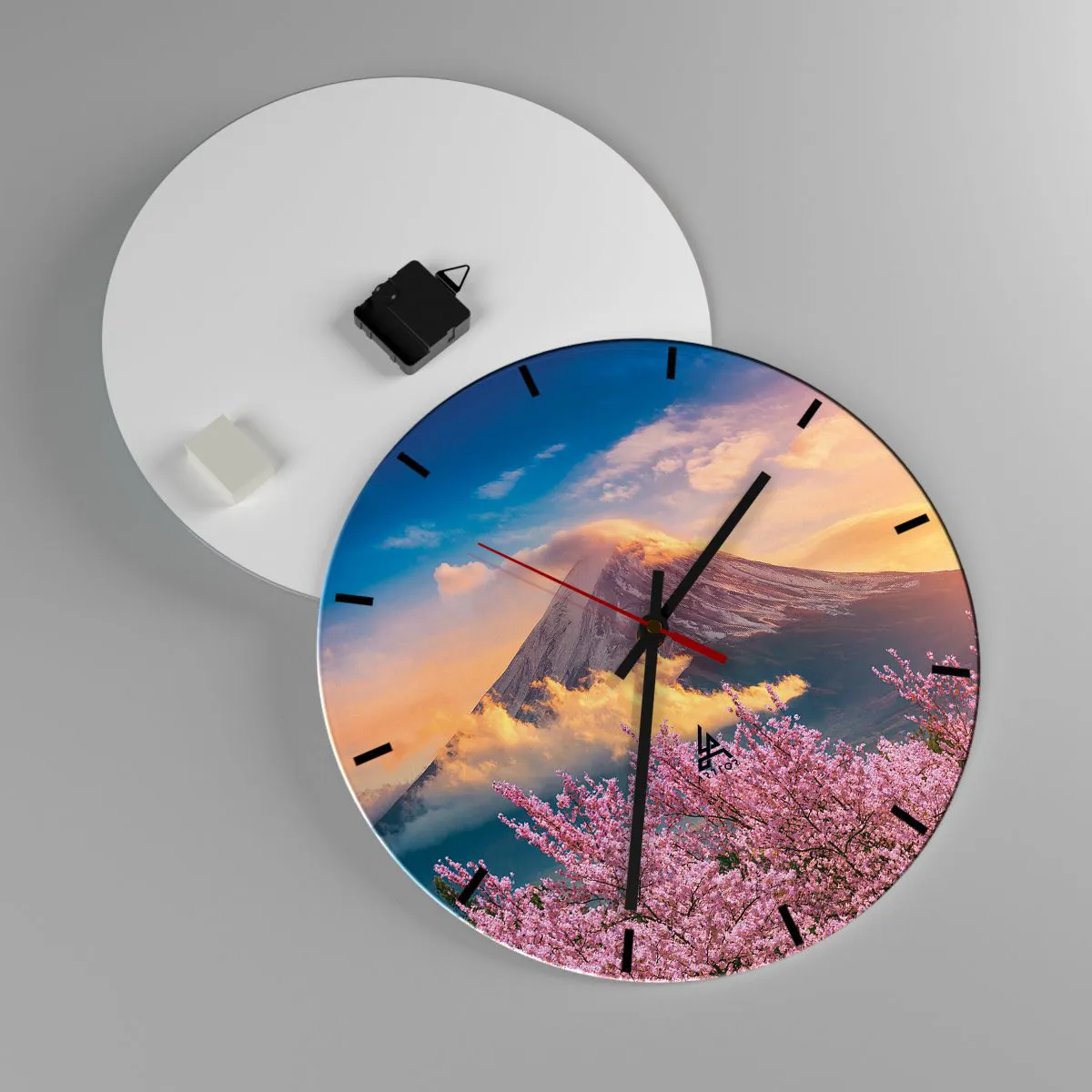 Väggklocka - Klocka på glas - Japansk helgedom - 40x40 cm