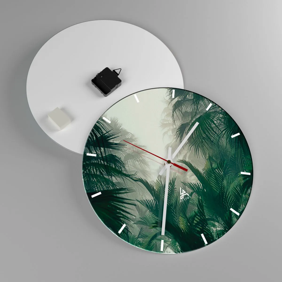 Ceas de perete - Ceas pe sticlă - Mister tropical - 40x40 cm