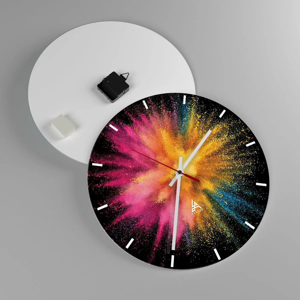 Wanduhr - Glasuhr - Die Geburt der Farben - 40x40 cm