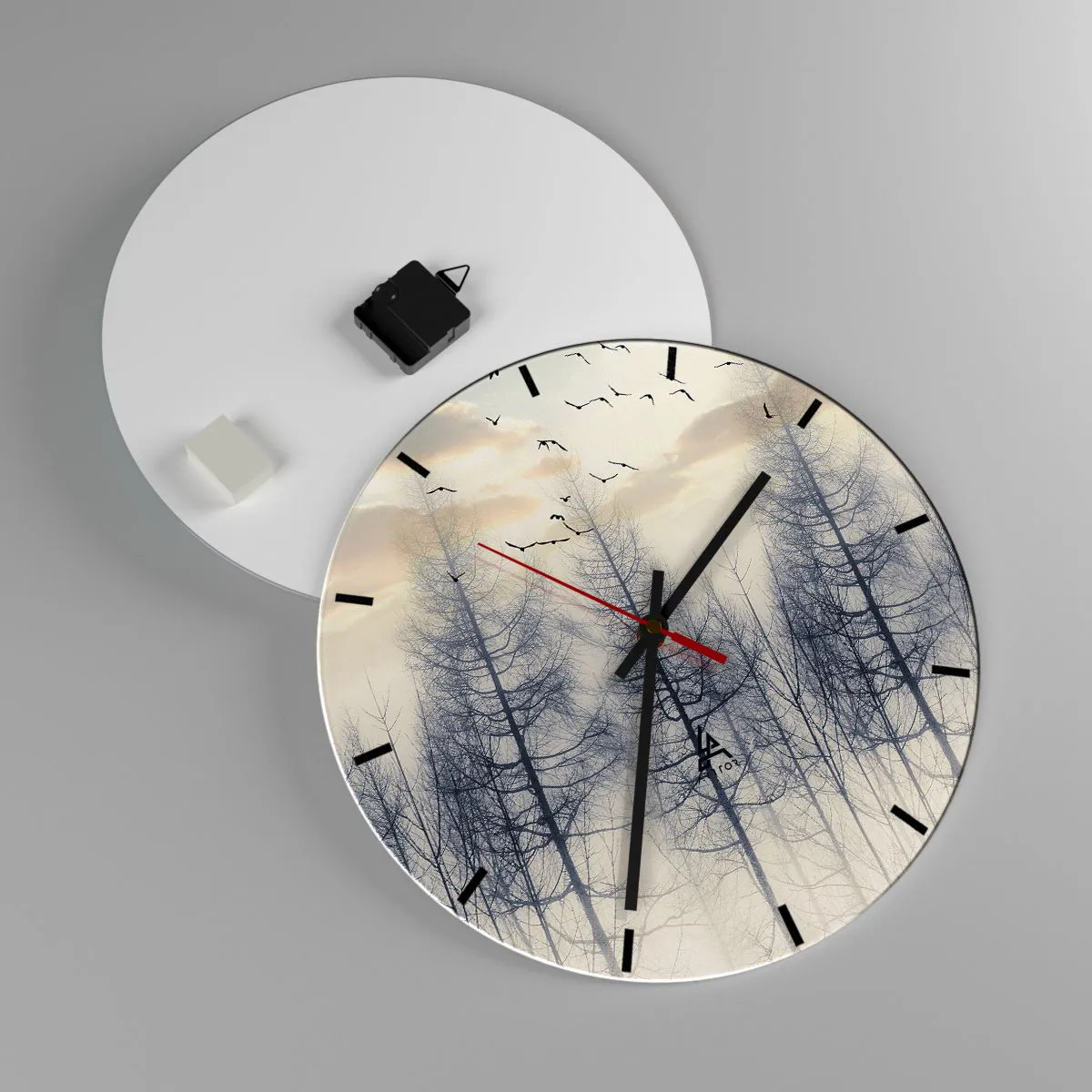 Ceas de perete - Ceas pe sticlă - Spiritele pădurii - 40x40 cm