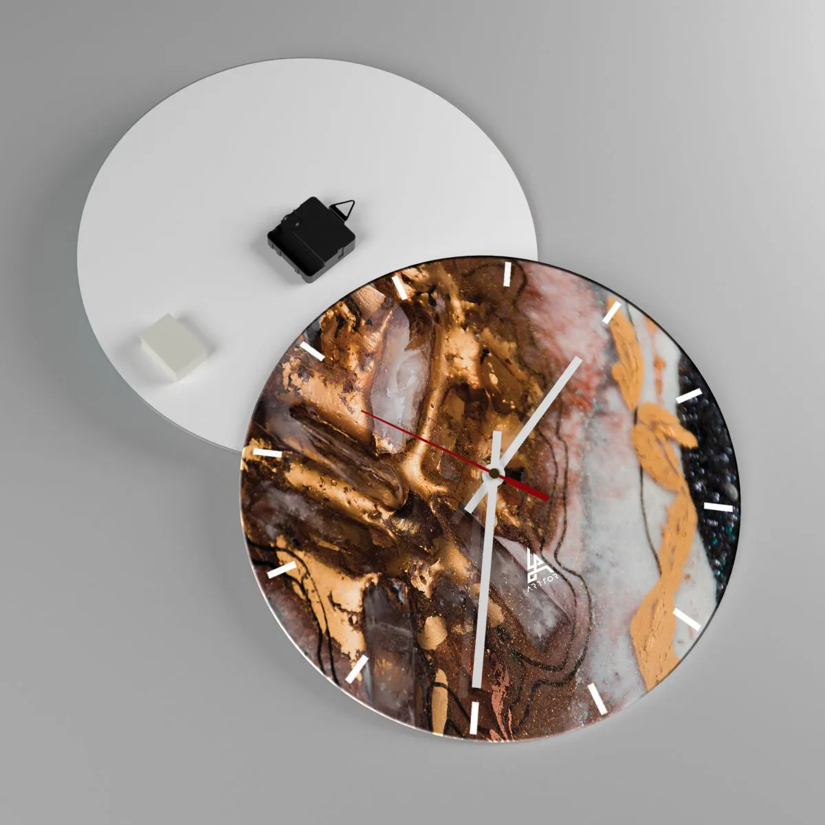 Relógio de parede - Relógio em vidro - O elemento terra - 40x40 cm