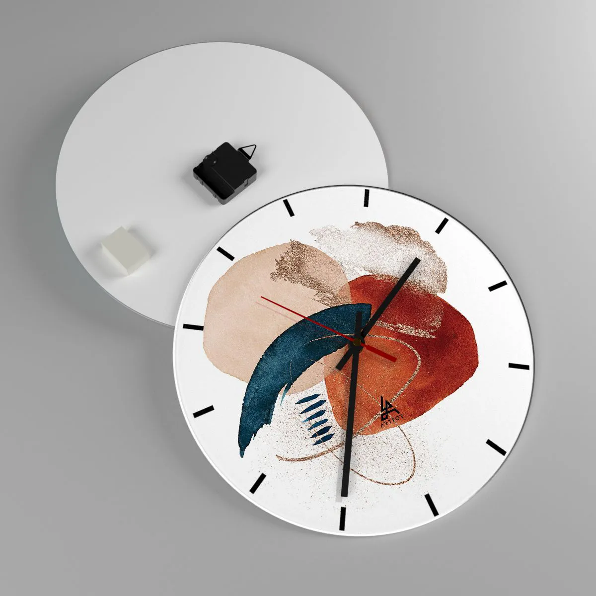 Ceas de perete - Ceas pe sticlă - Compoziție ovală - 40x40 cm