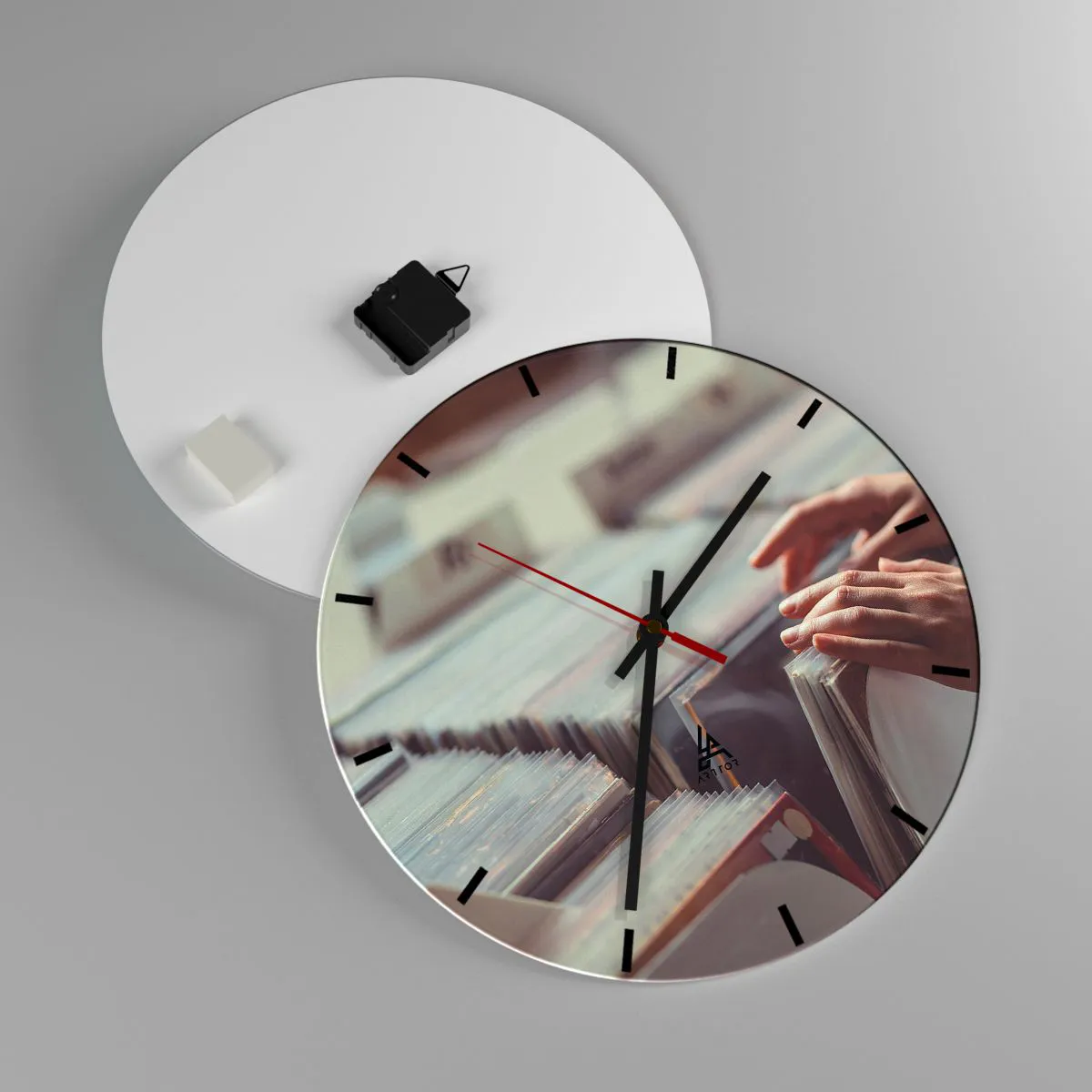 Wall clock - Clock on glass - In Search of Good Vibes - 40x40 cm