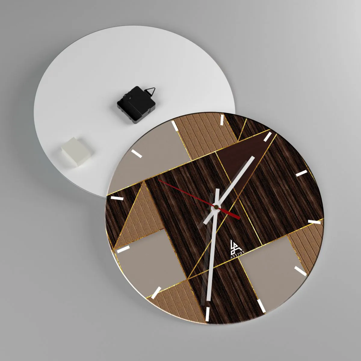 Nástěnné hodiny - Mozaika hnědé a zlaté - 40x40 cm