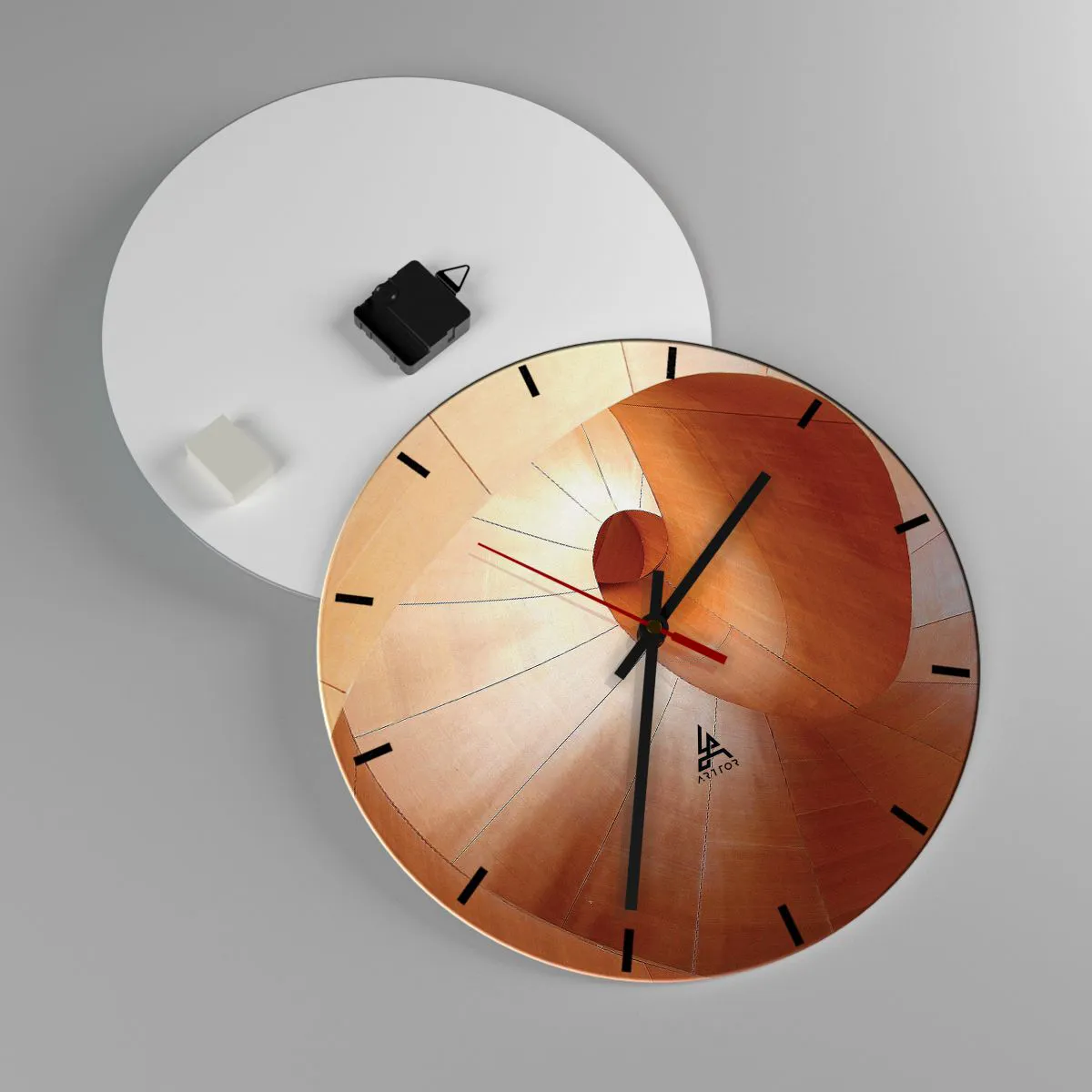 Wall clock - Clock on glass - Architectural Serpentine - 40x40 cm