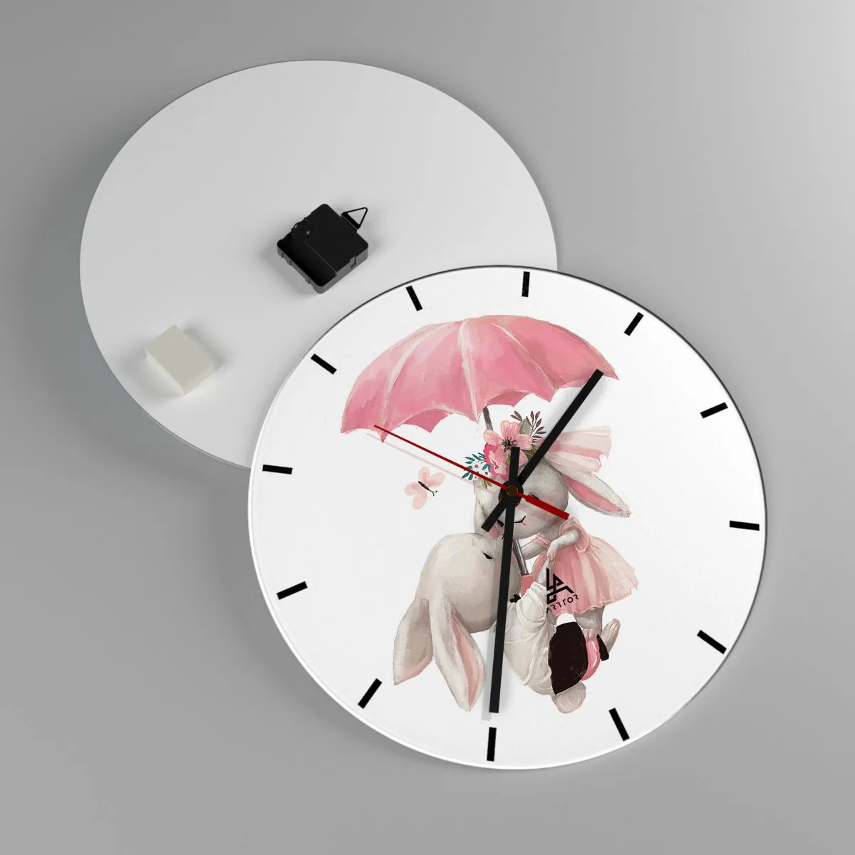 Ceas de perete - Ceas pe sticlă - Pur și simplu dragoste - 40x40 cm